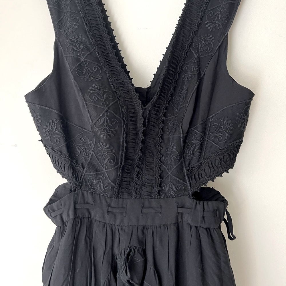 Free People Honeysuckle Rose Cut-Out Mini Dress Black Womems Size 6 ❤️NWT - Picture 7 of 8